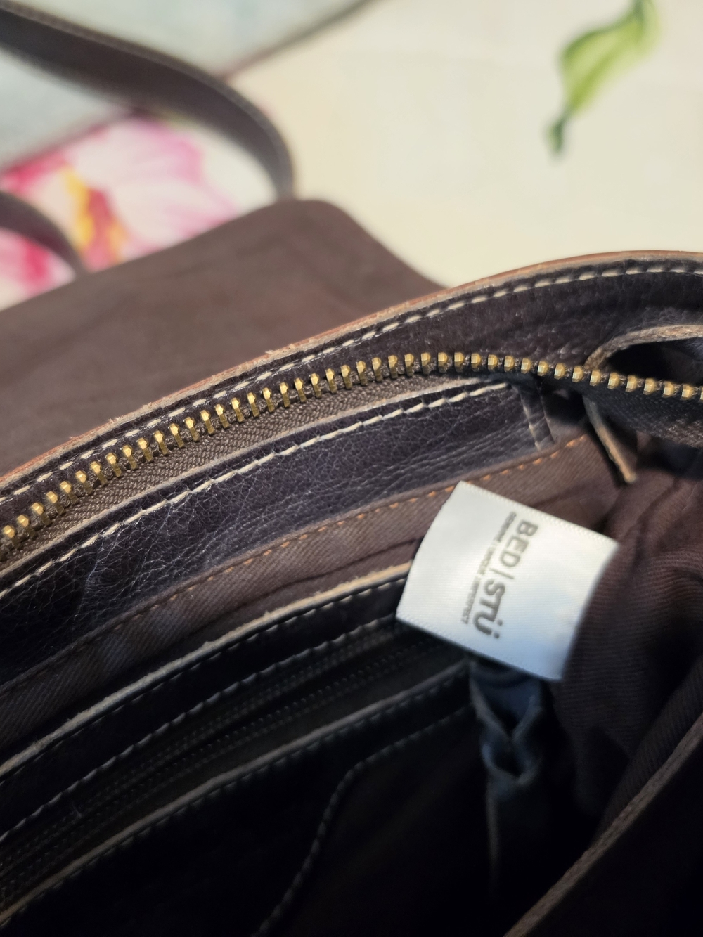 Bed Stu Brown Leather Crossbody with Contrast Whipstitch - Picture 5 of 6